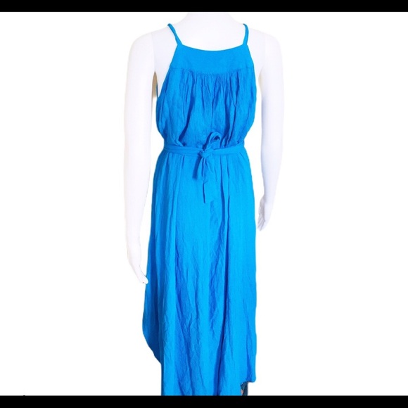 NWT GAP Crinkle Cut Sleeveless Midi Dress With Front Tie Belt Blue Size XS - Picture 4 of 11